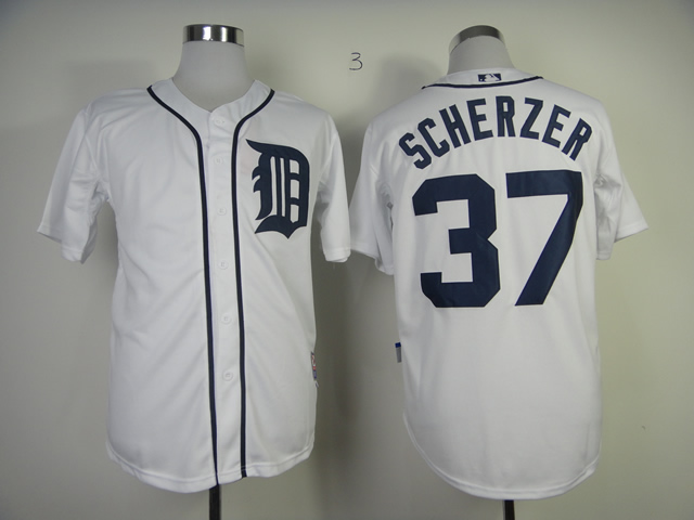 Men Detroit Tigers #37 Scherzer White MLB Jerseys->detroit tigers->MLB Jersey